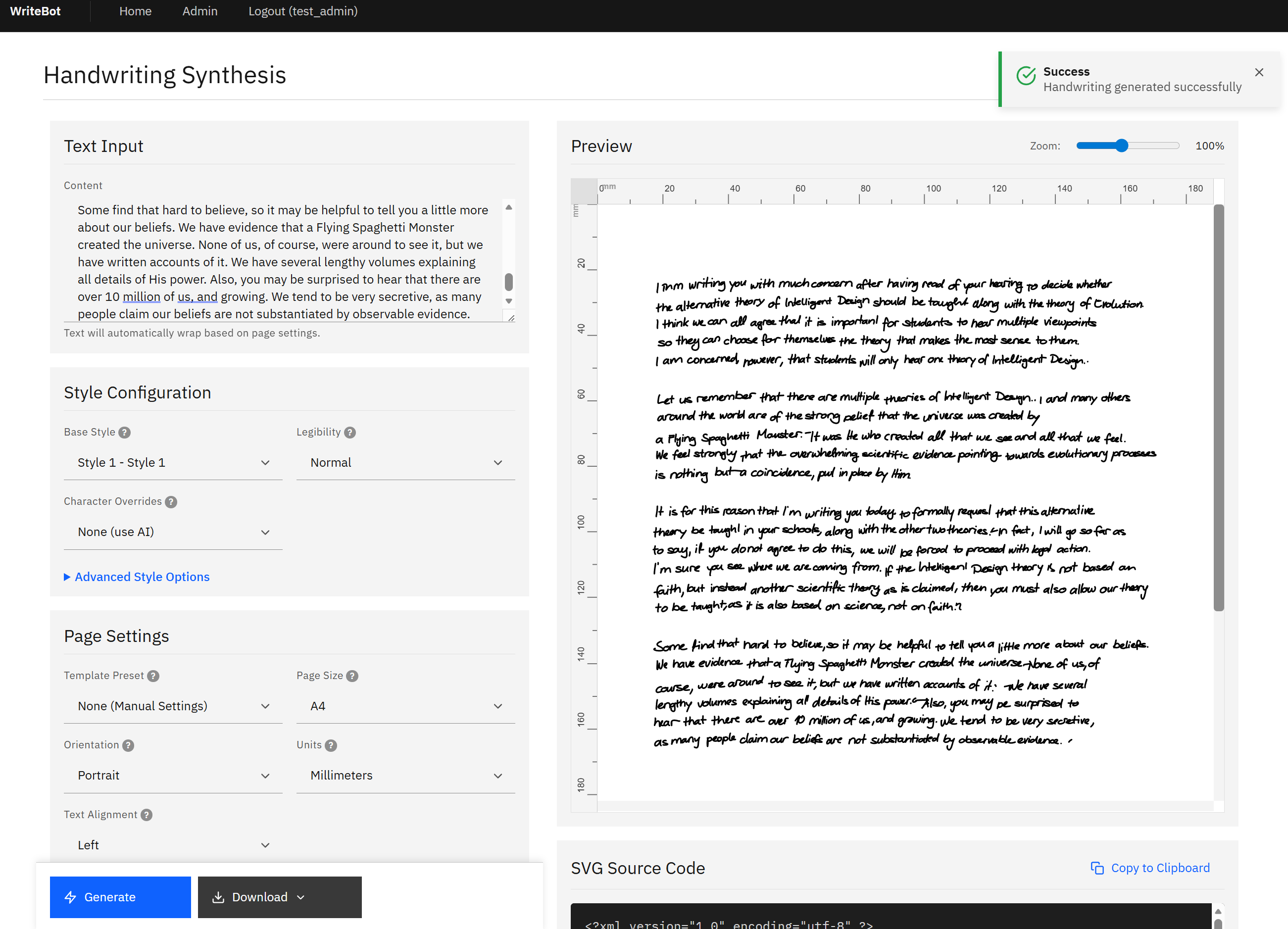 WriteBot AI handwriting synthesis platform